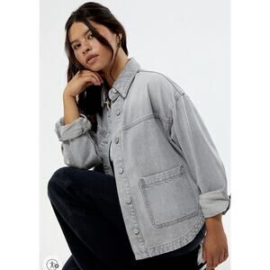 PacSun Denim Shackleton Jacket Light Grey Size Small Oversized NWT